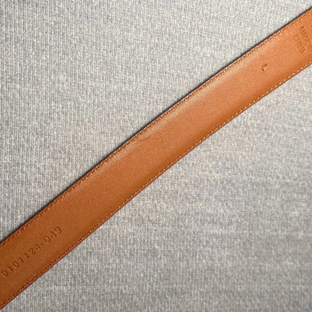 Lauren Ralph Lauren Womens Brown Croc Embossed Leather Belt Gold Buckle Large‎